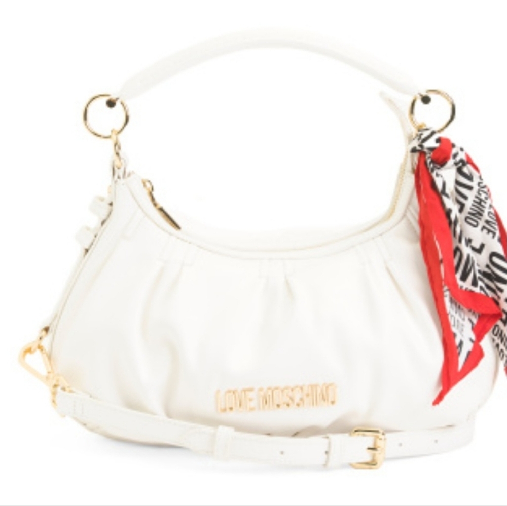 Love Moschino White Crescent Bag with Scarf